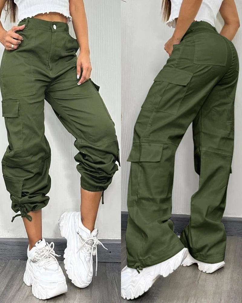 Cozy High-Waist Cargo Pants