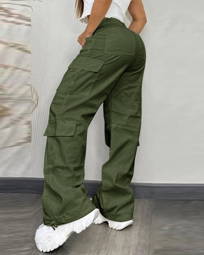 Cozy High-Waist Cargo Pants