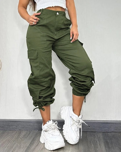 Cozy High-Waist Cargo Pants